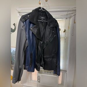 Color Block Faux Leather Jacket